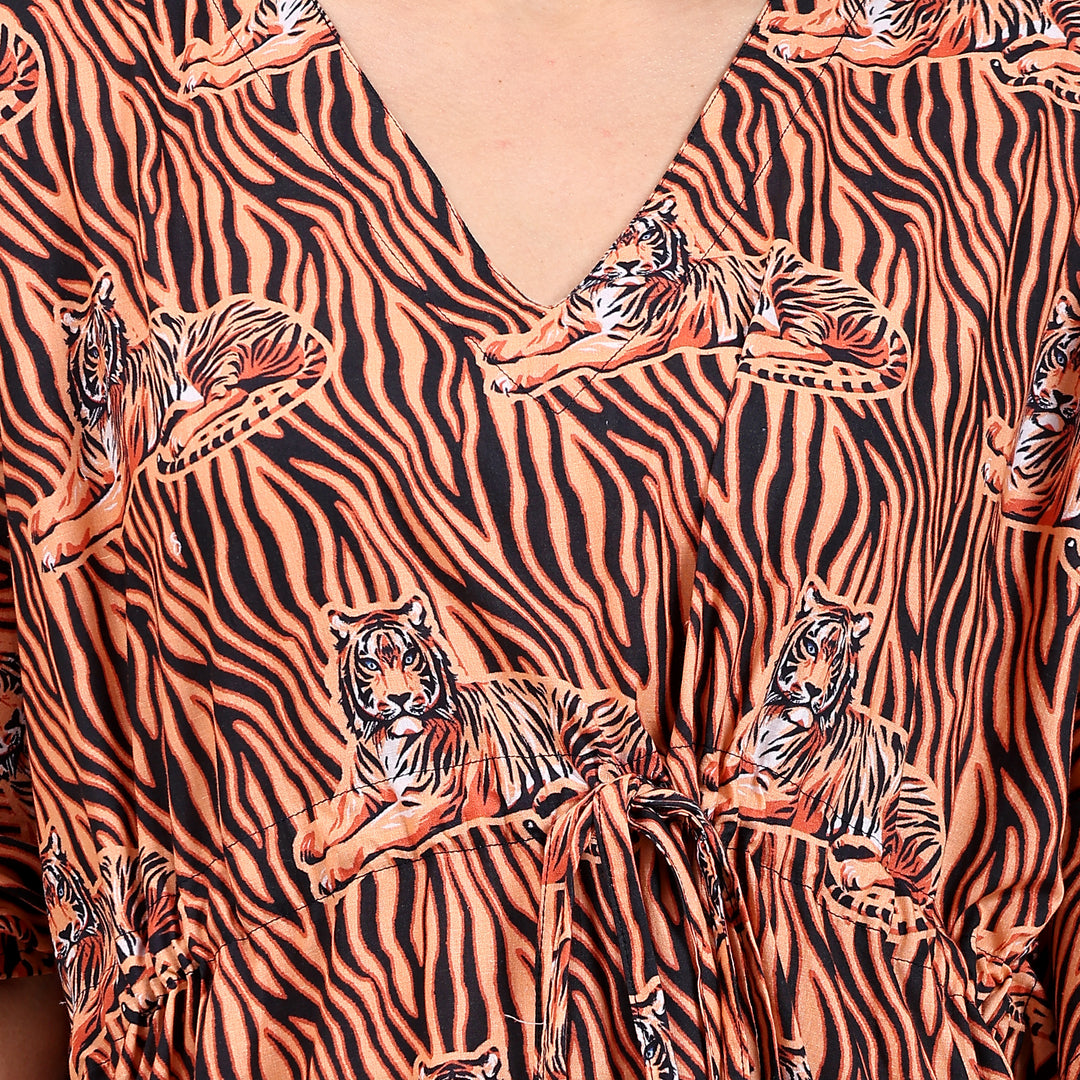 Indian block print caftan – leopard pattern kaftan