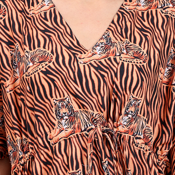 Indian block print caftan – leopard pattern kaftan