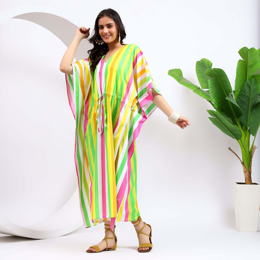 Striped cotton kaftan – bohemian caftan for women