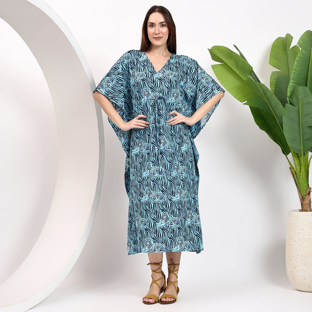 Animal Print Cotton Kaftan – Block Print Abaya Dress