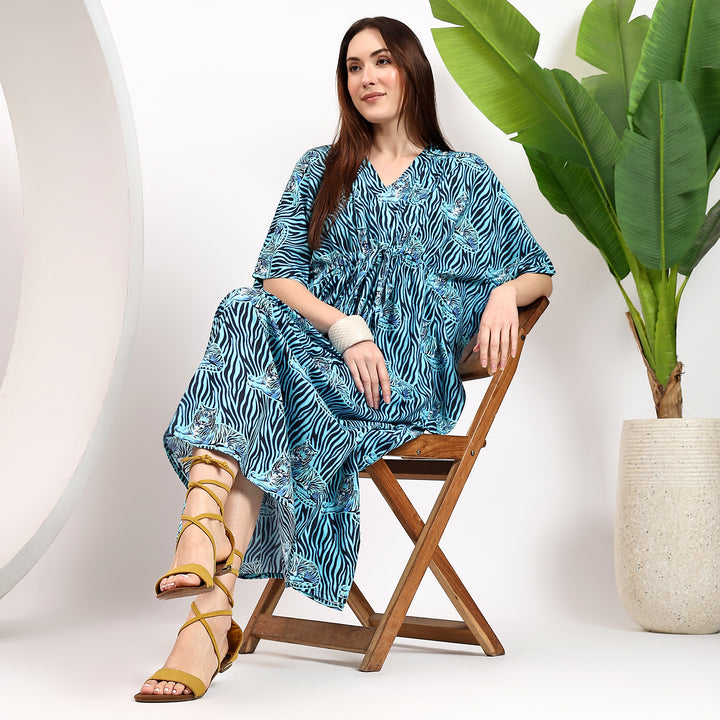 Animal print kaftan – cotton block print abaya dress