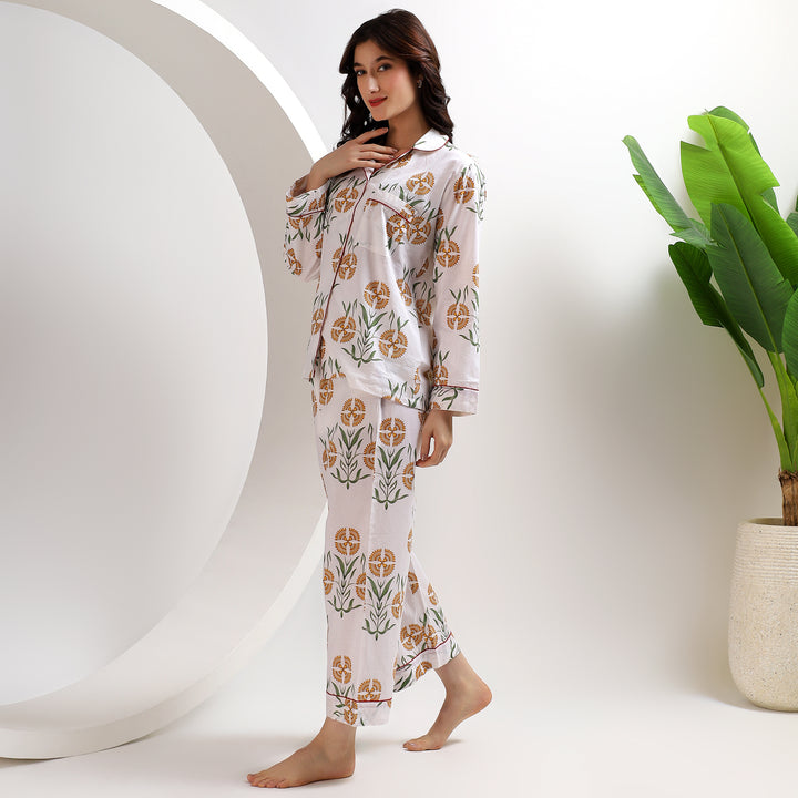 Handmade Indian cotton PJ set – women’s block print pajamas