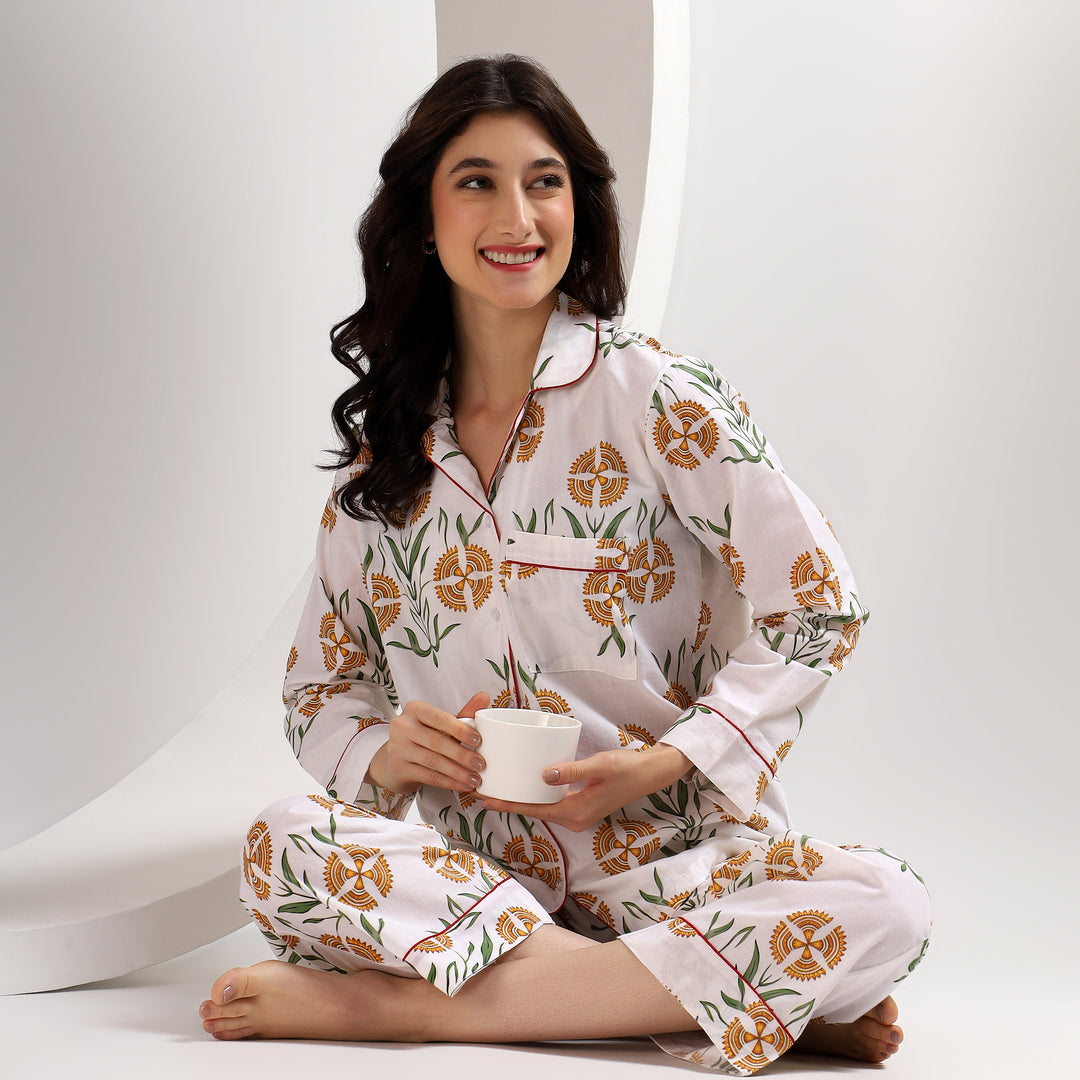 Indian Print Cotton Pajamas for Women – Hand Block Prints PJ Set