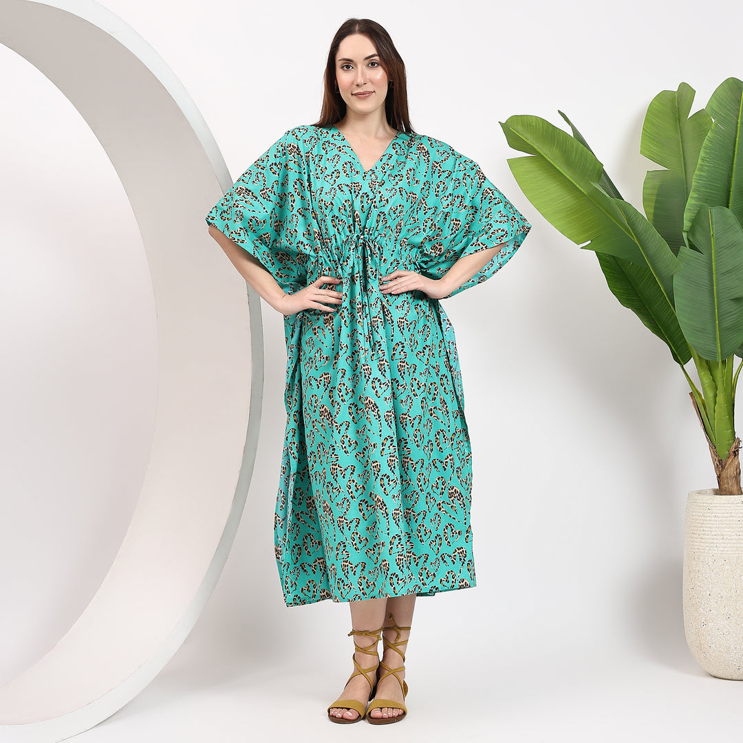 Leopard print kaftan – vintage cotton caftan for women