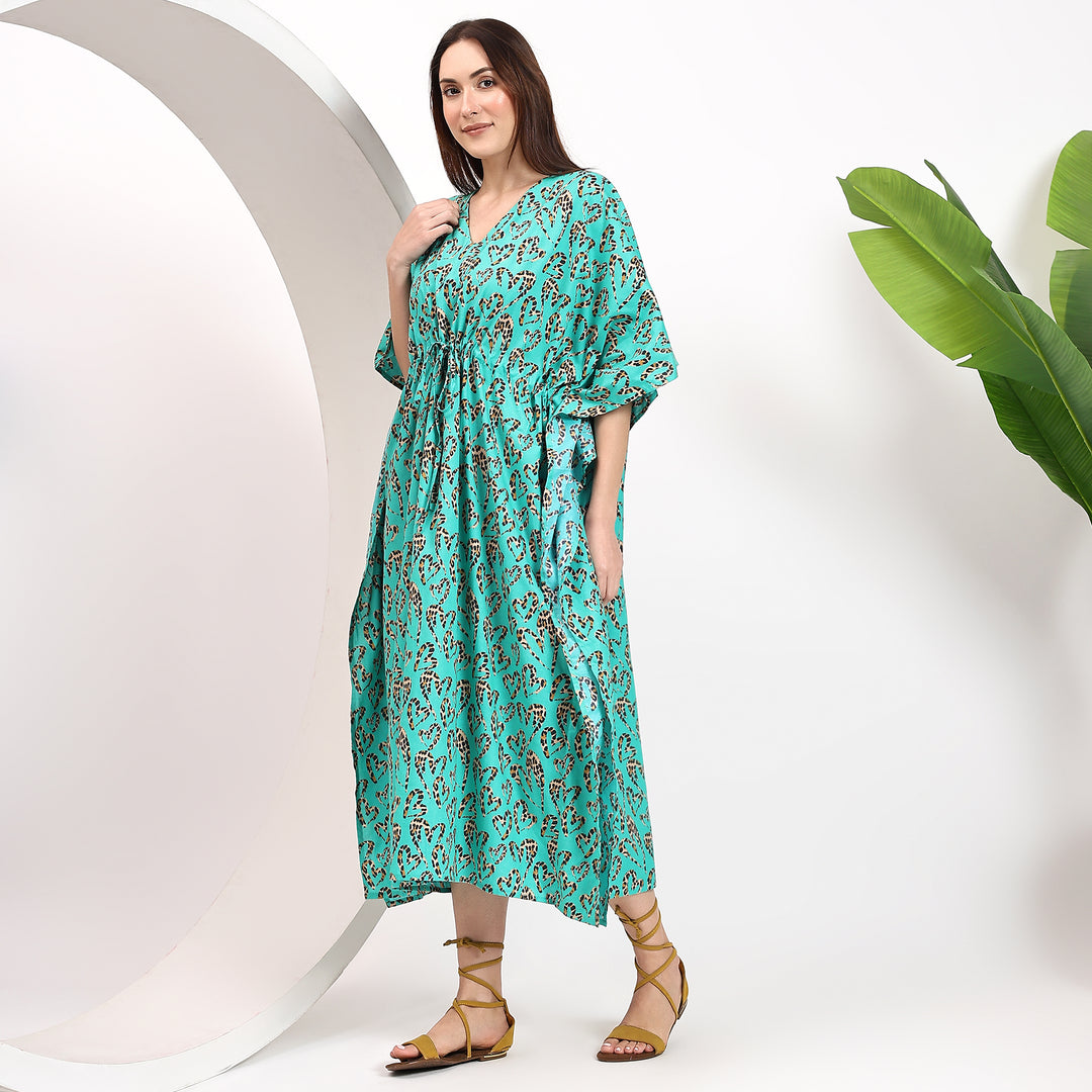 Animal print kaftan – vintage style cotton caftan for women