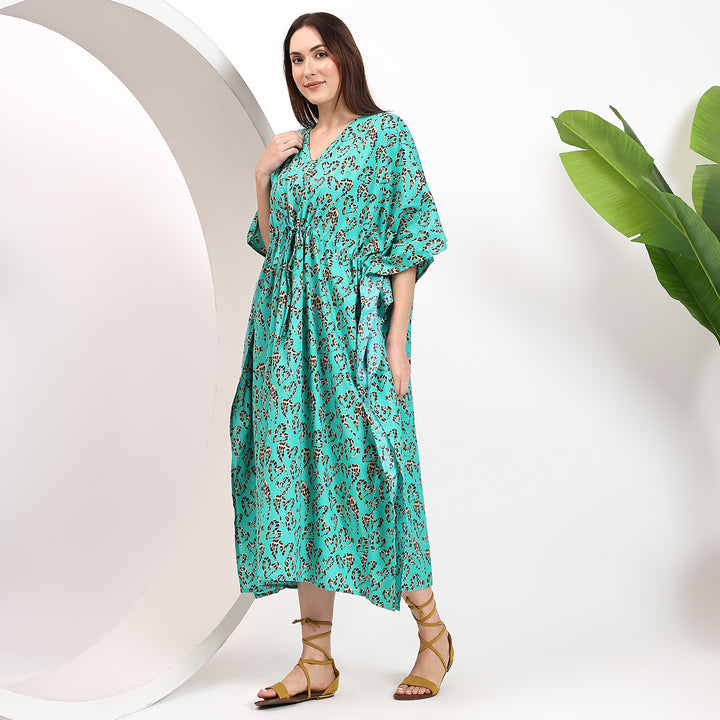 Animal print kaftan – vintage style cotton caftan for women