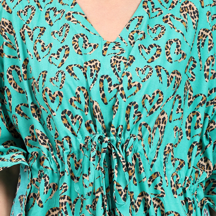 Women’s vintage leopard caftan – cotton block print dress
