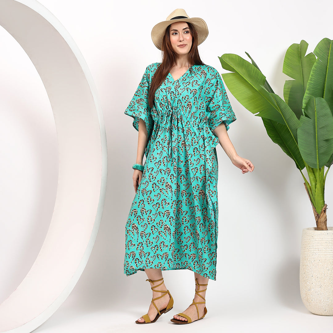 Leopard Print Kaftan – Vintage Cotton Caftan For Women