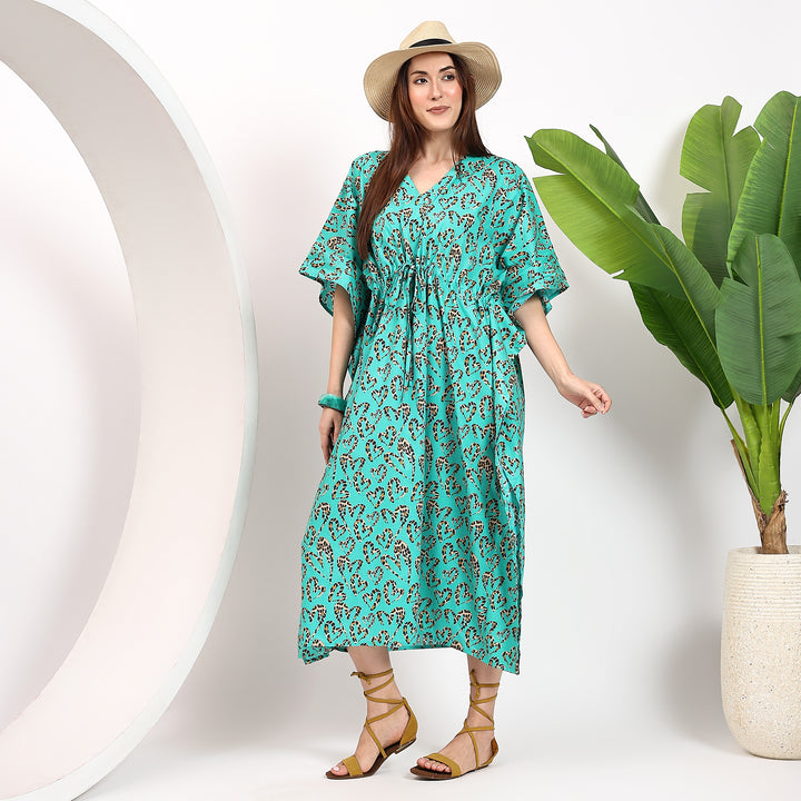 Leopard Print Kaftan – Vintage Cotton Caftan For Women