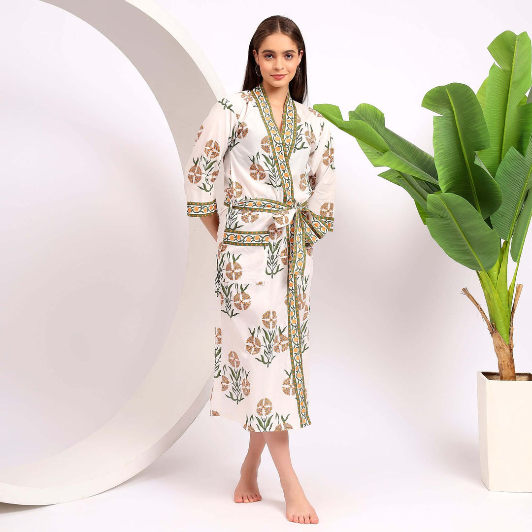 long cotton kimono dressing gown Flowing Cotton Kimono Robe