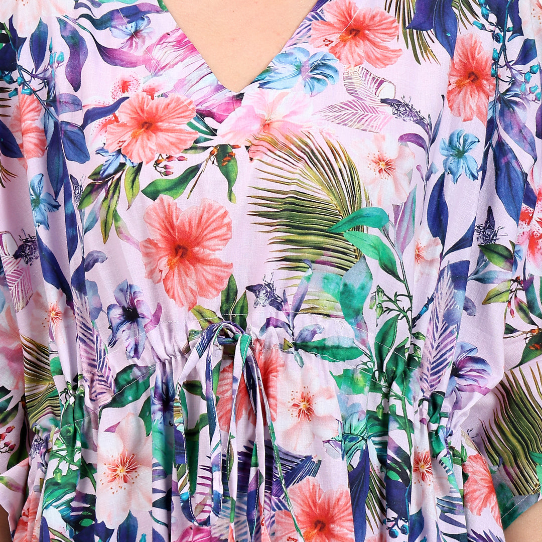 Indian block printed caftan – tropical lounge dress