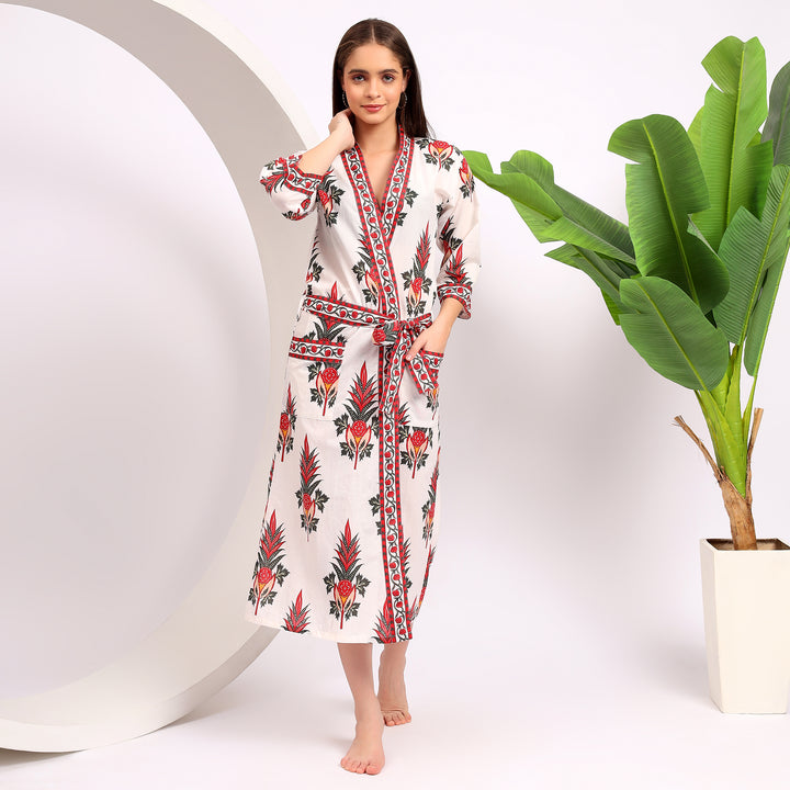 Cotton White Kimono Robes for Women ~ Elegant Loungewear