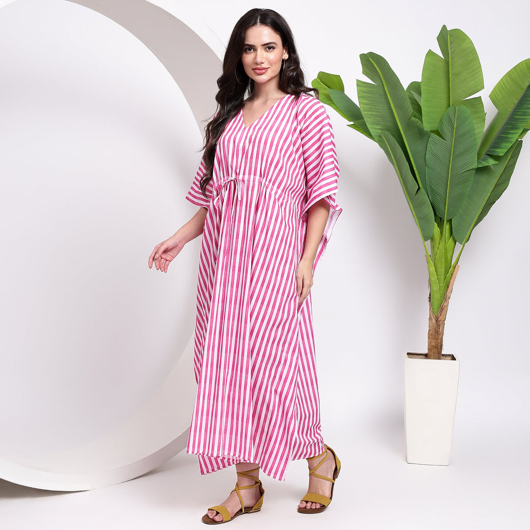 Pink stripe maxi kaftan