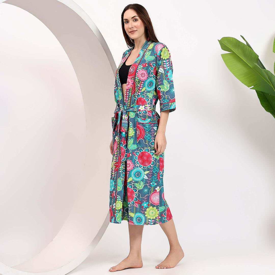 ladies cotton dressing gowns Colourful Pure Cotton Dressing Gowns