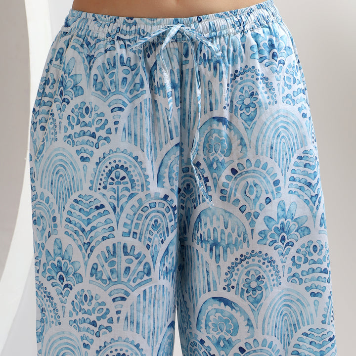 Indigo block print pajamas – family matching cotton PJ set for women