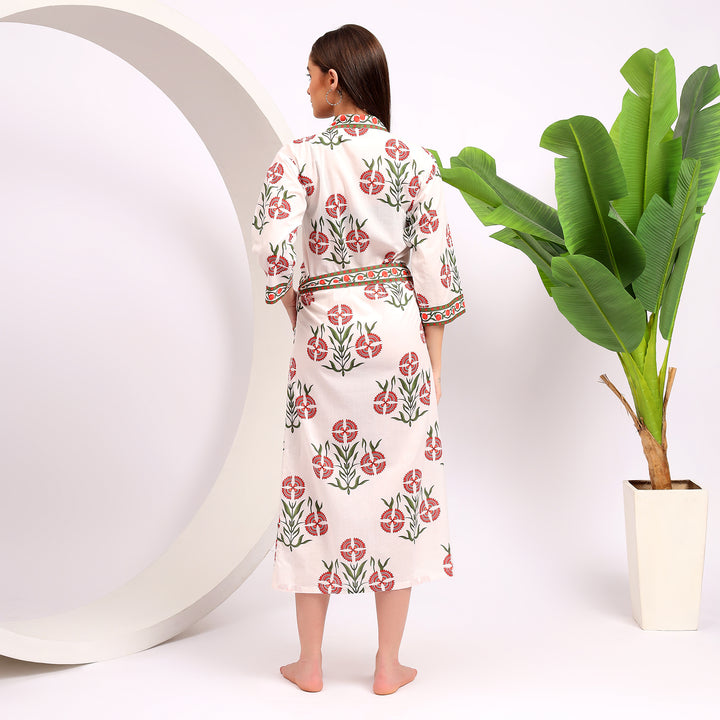 Hand Block Printed Floral Cotton Kimonos | Women’s Robes