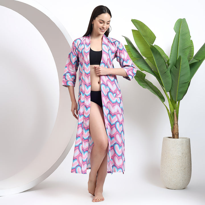 Women’s plus size dressing gown – Indian cotton block print kimono robe