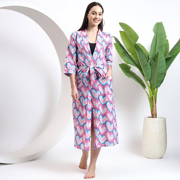Indian block print cotton kimono dress -breathable robe for women