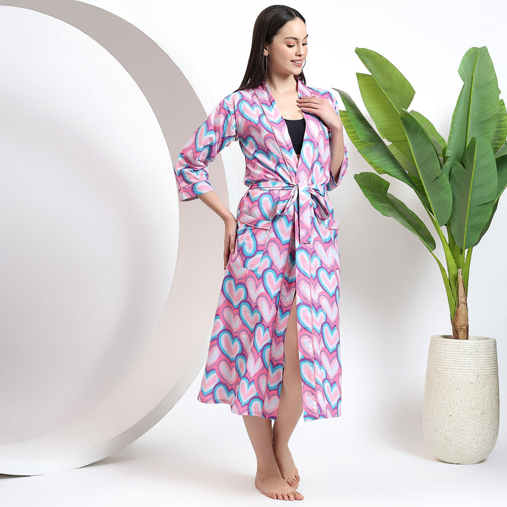 Bohemian plus size robe – block print cotton kimono for women