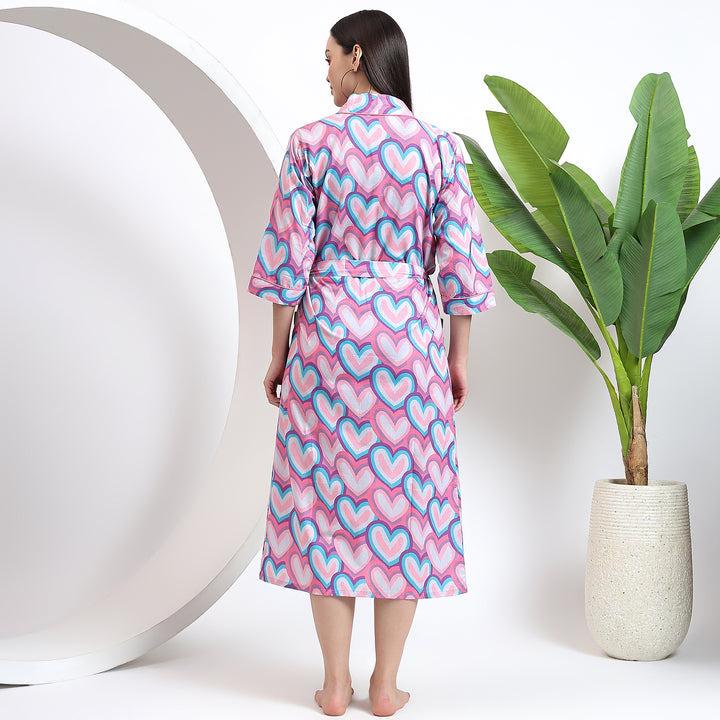 Handmade block print cotton robe – plus size kimono loungewear