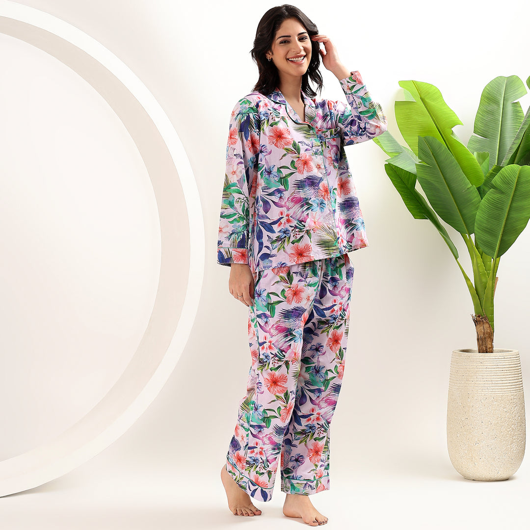 Soft cotton tropical pajamas – handmade Indian block print