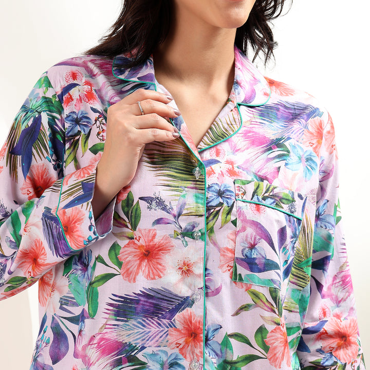 Indian Block Print Cotton Pajamas – Tropical Prints Pajama Set & PJs for Women