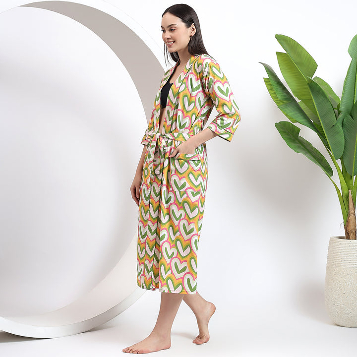 Women’s plus size robe – Indian block print cotton kimono dress
