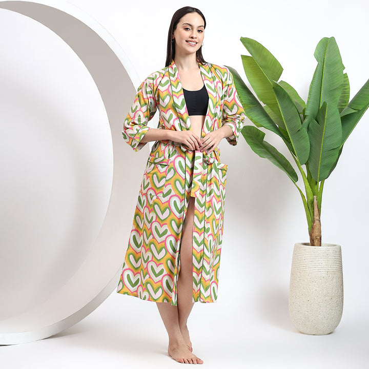 Boho plus size kimono robe – Indian block printed cotton gown