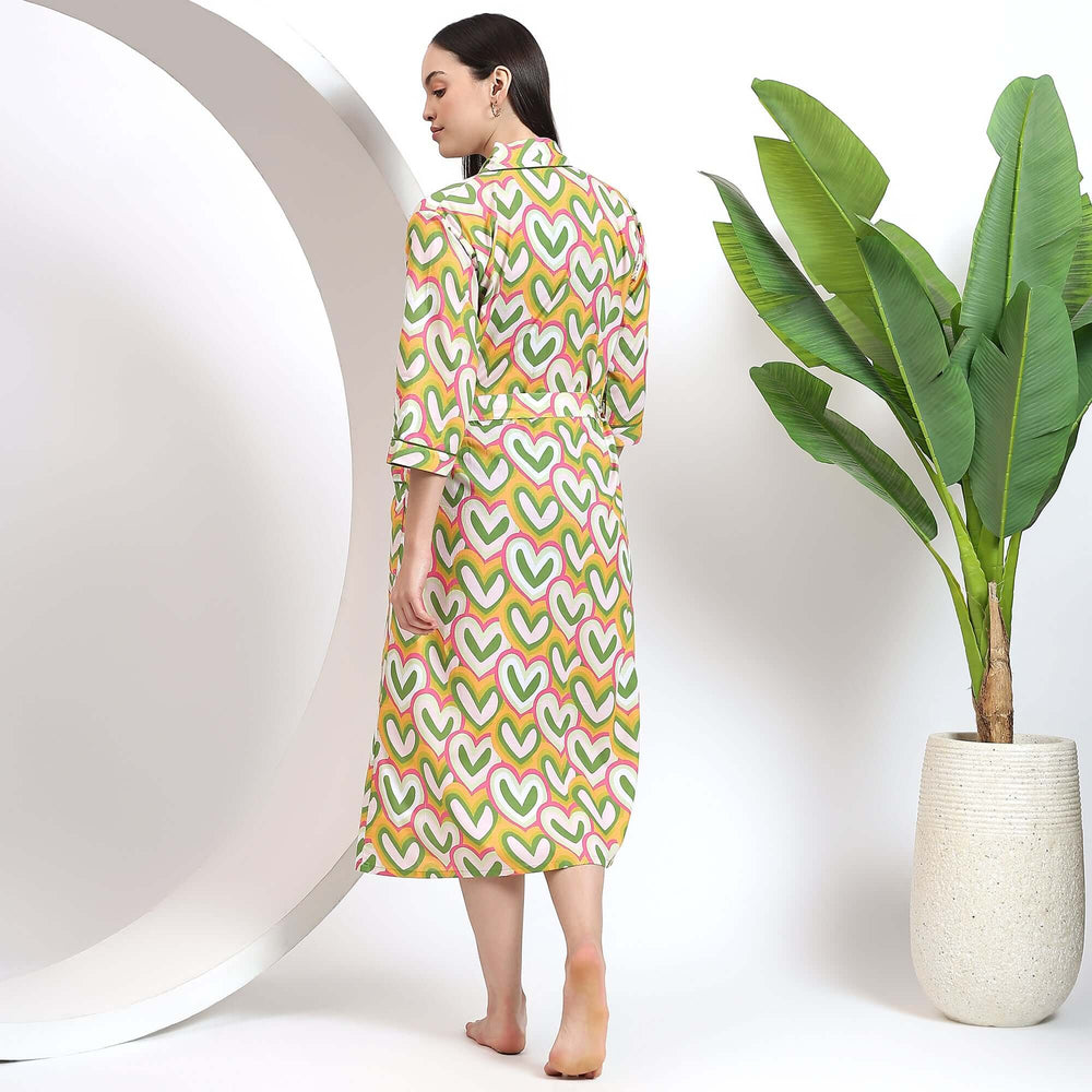 Plus size cotton kimono dress – Indian block print robe for women