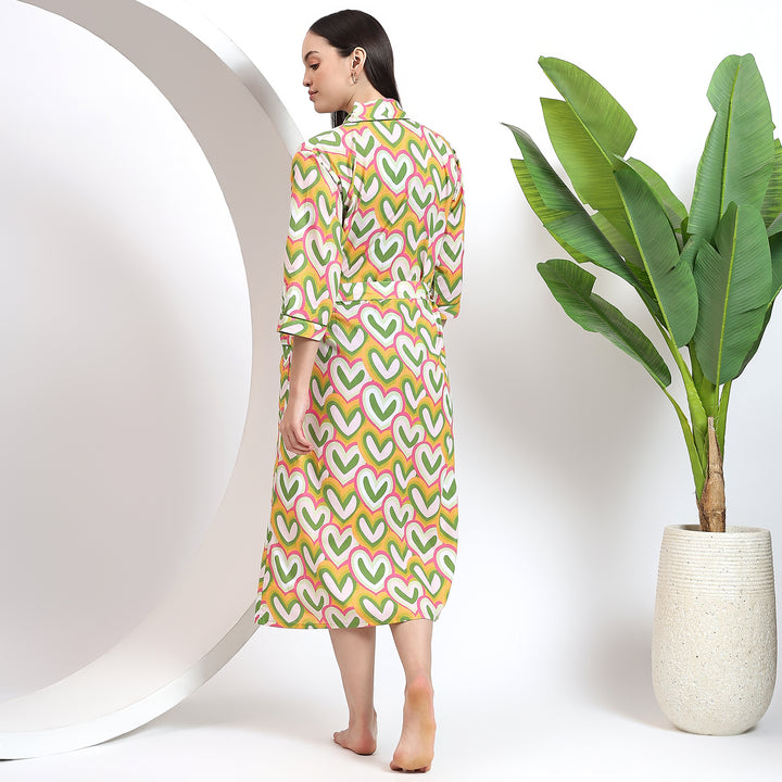 Plus size cotton kimono dress – Indian block print robe for women