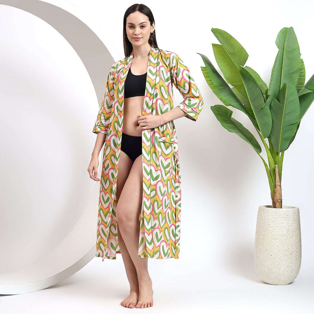 Plus Size Cotton Kimono – Indian Block Print Robe for Women