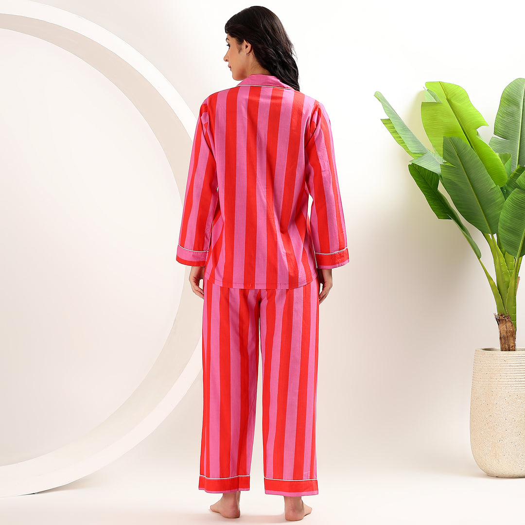 Family matching stripe pajamas – cotton PJ sets for women