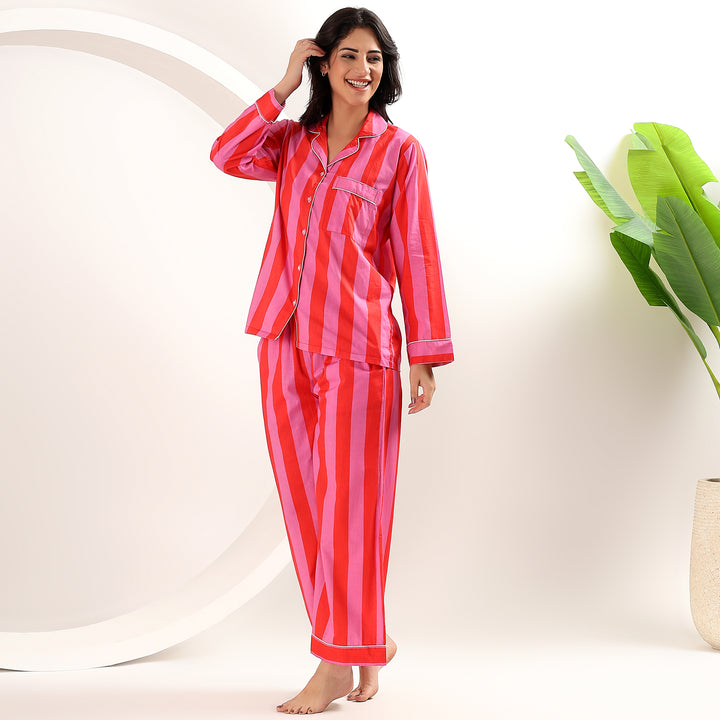Cotton stripe pajama sets for women – comfy matching PJs