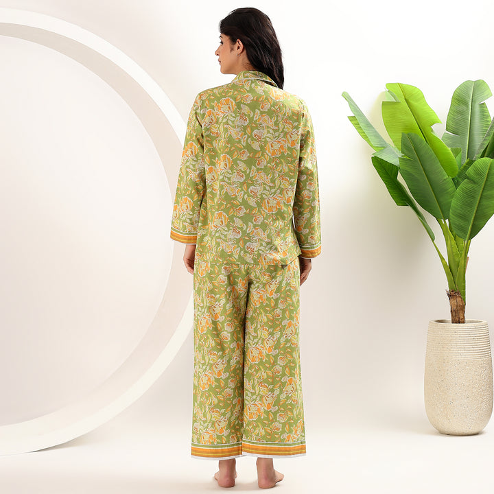Block print cotton PJ sets – floral matching pajamas for women
