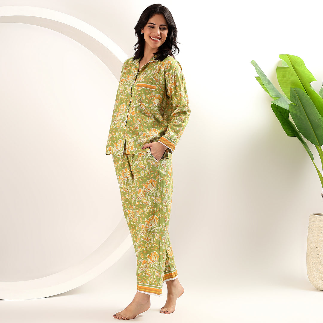 Floral Pajamas & PJ Sets – Indian Block Print Cotton PJs for Women