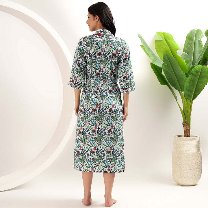 Handmade cotton robe – floral kimono dressing gown loungewear