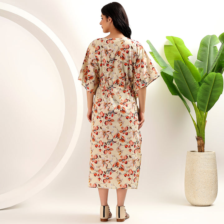 Summer cotton kaftan – floral Indian block print abaya
