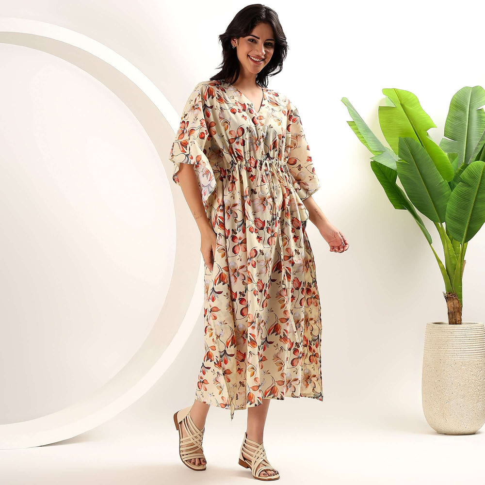 Floral cotton kaftan and abaya – Indian block print summer dress