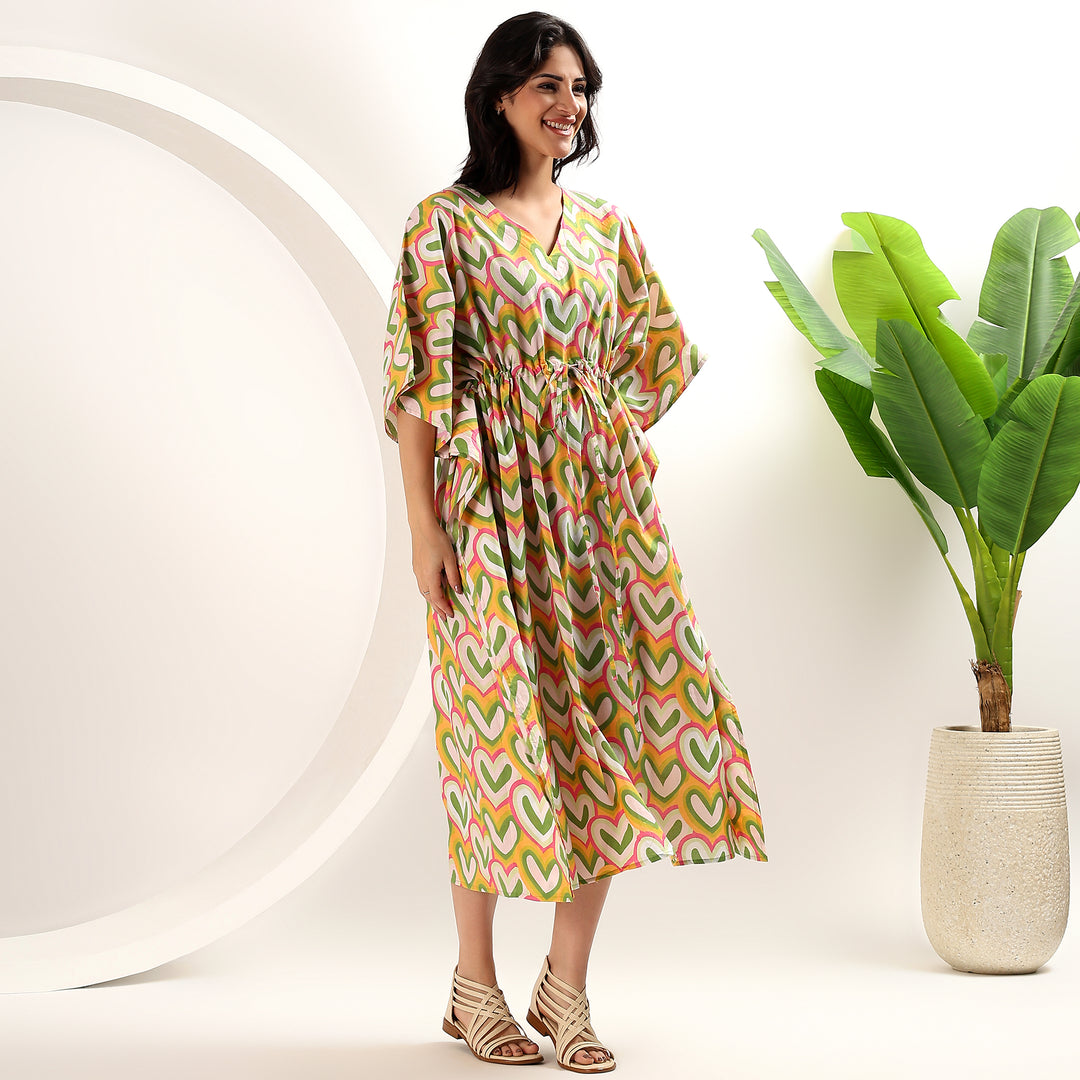 Block print cotton kaftan – Indian caftan dress for women