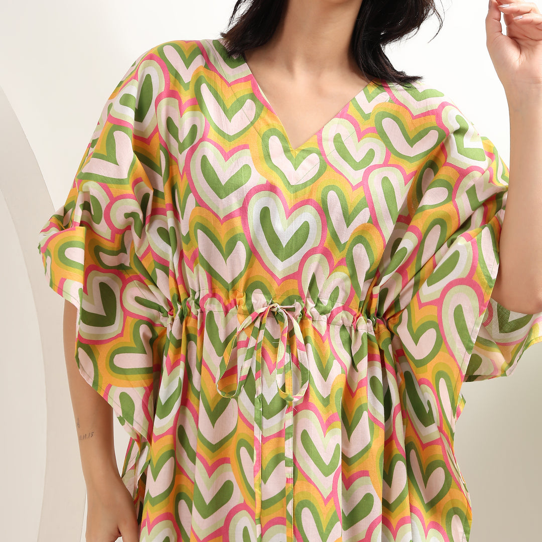 Lightweight cotton caftan – Indian block printed lounge dress