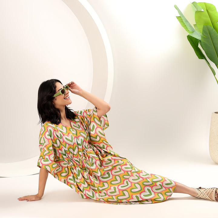 Indian cotton caftan – hand block printed kaftan for women
