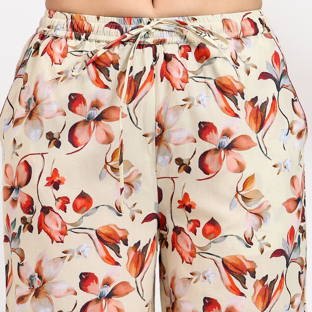 Soft cotton floral print PJ set – comfortable block print sleepwear