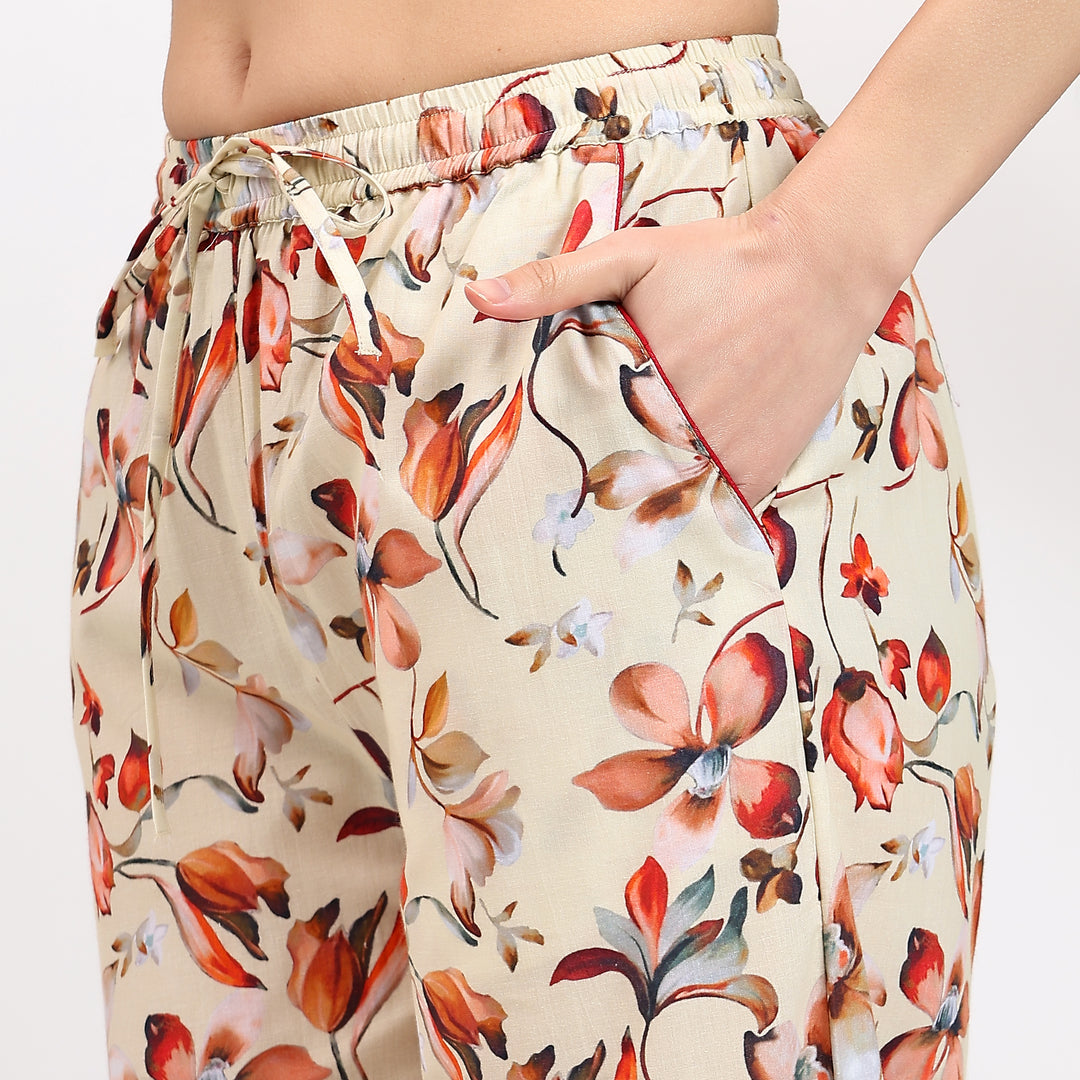 Matching floral cotton pajamas – women’s block print PJs