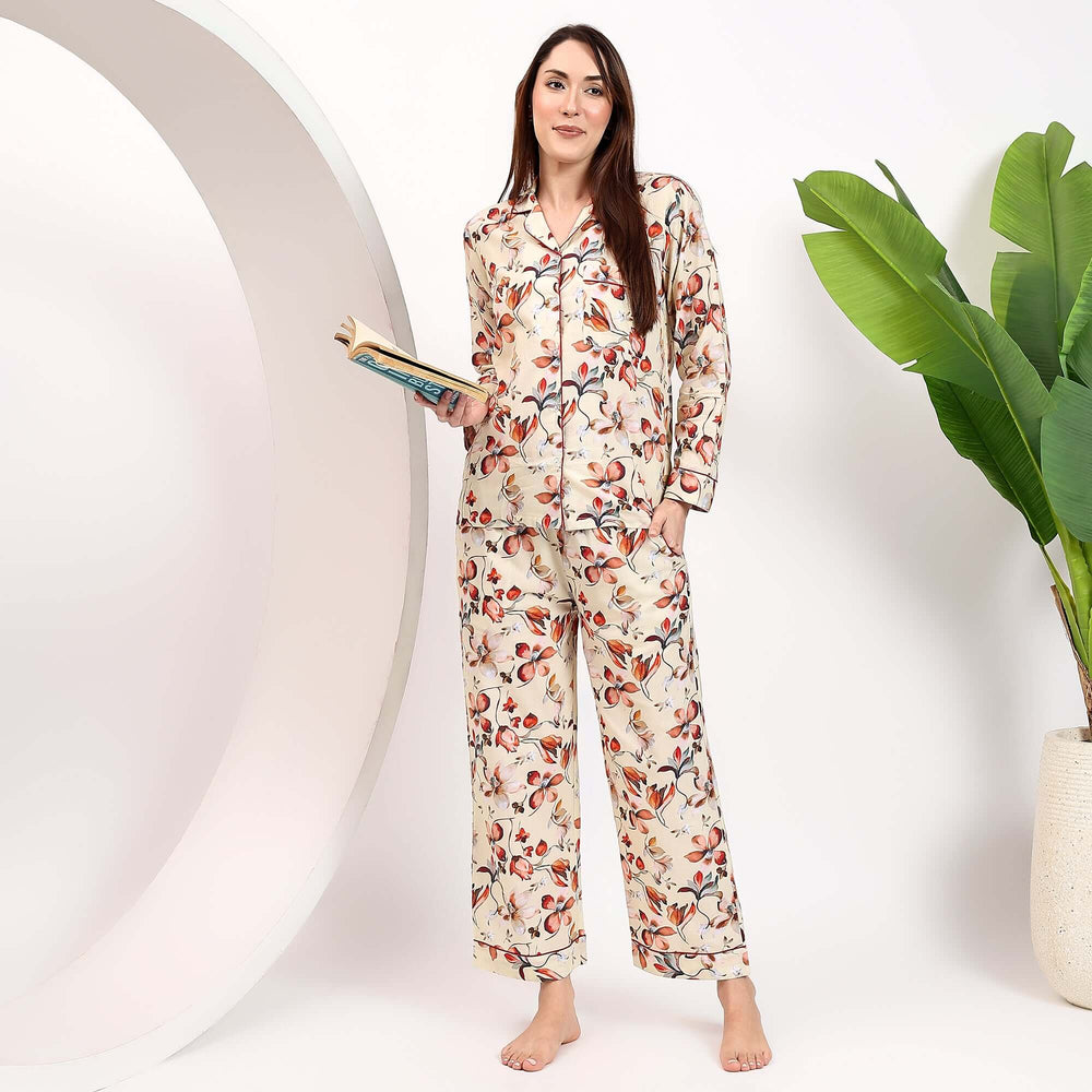 Floral print PJs & pajama set for women – block print cotton sleepwear