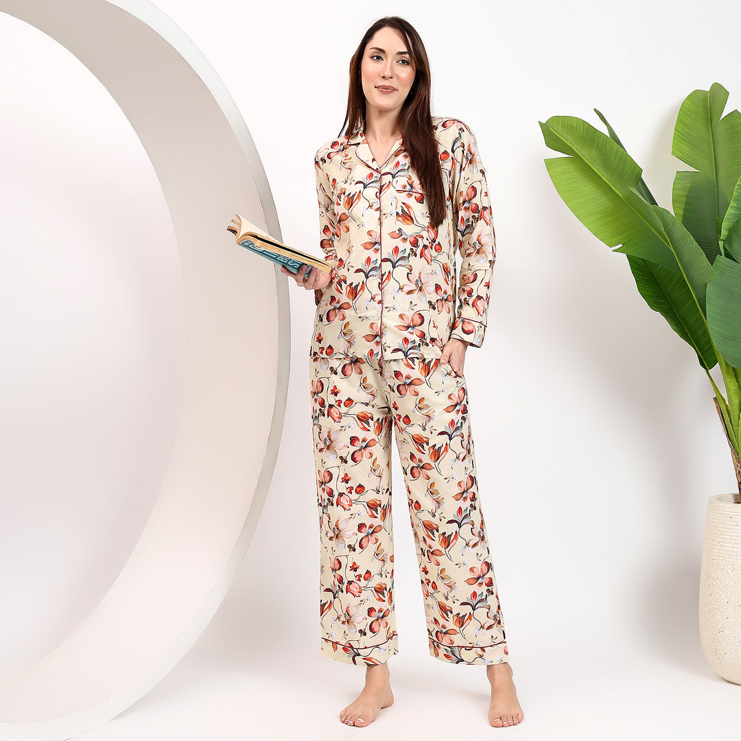 Floral print PJs & pajama set for women – block print cotton sleepwear