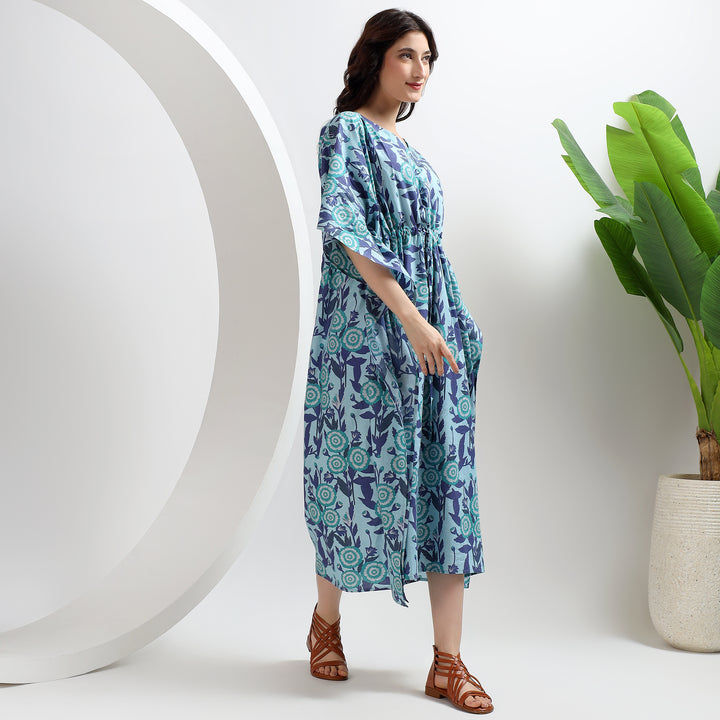 Boho floral kaftan – plus size Indian cotton caftan dress