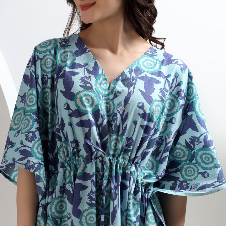 Plus size Indian block print cotton caftan