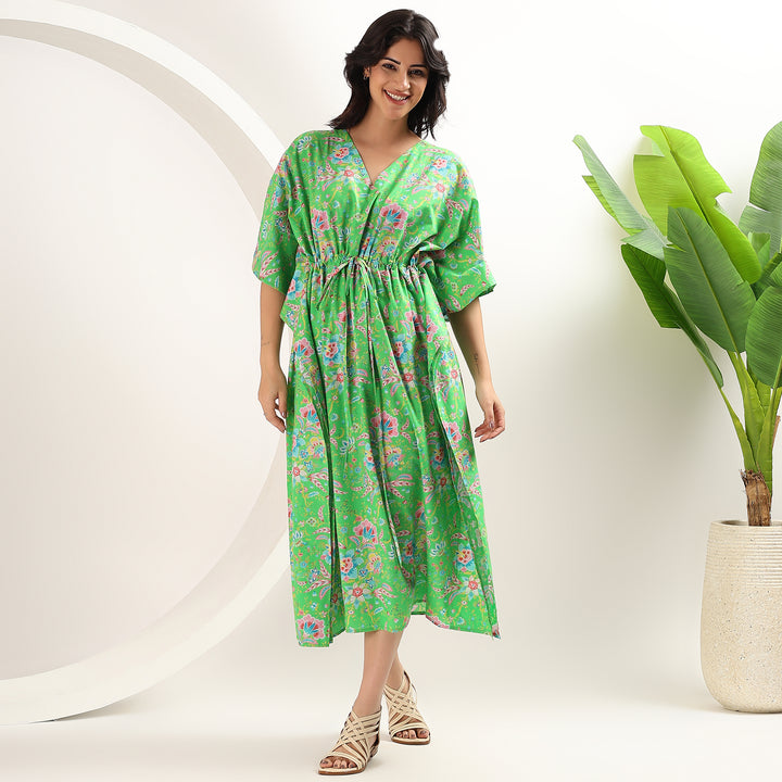 Indian Block Print Kaftan & Abaya – Cotton Floral Caftan Dress