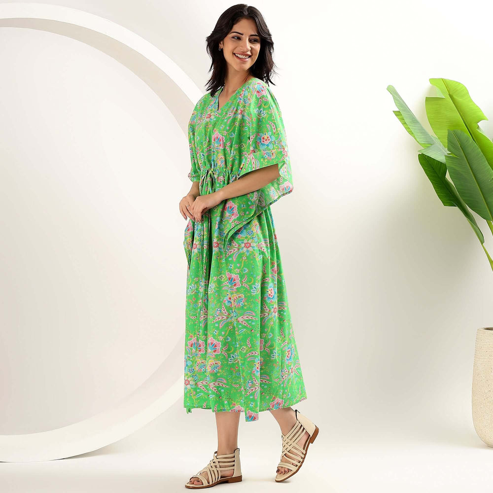 Indian block print kaftan and abaya – cotton floral caftan dress