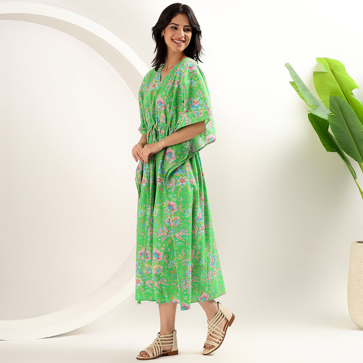 Indian block print kaftan and abaya – cotton floral caftan dress